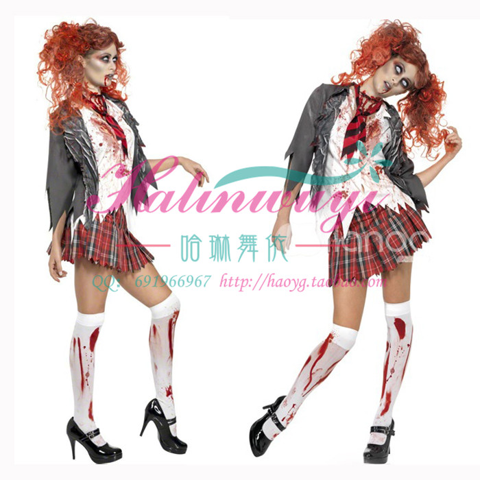 新款吸血鬼女护士服cosplay 万圣节服装女学生女僵尸服鬼服丧尸服