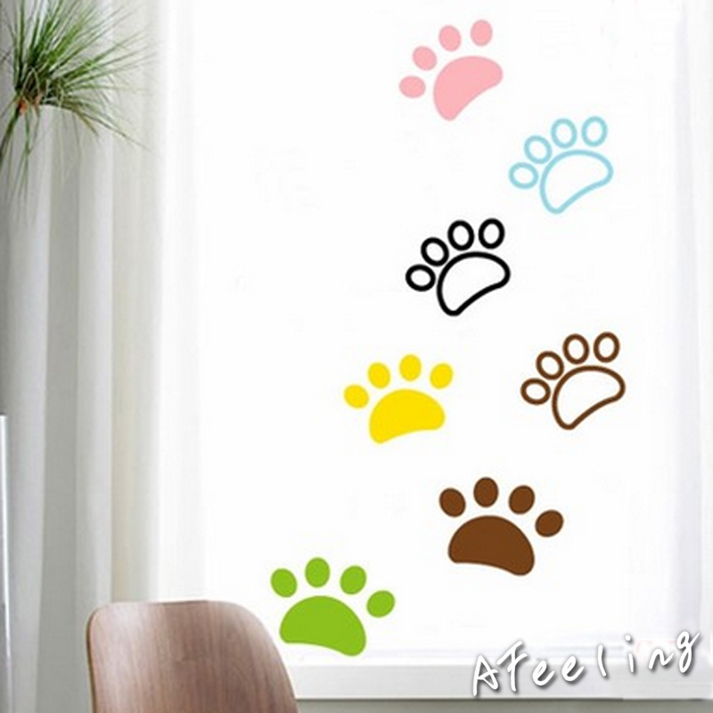 小脚印窗花儿童房墙贴纸