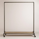 服装 展架 架展示架彷古做旧实木铁艺水管落地挂衣架侧挂架单杠服装