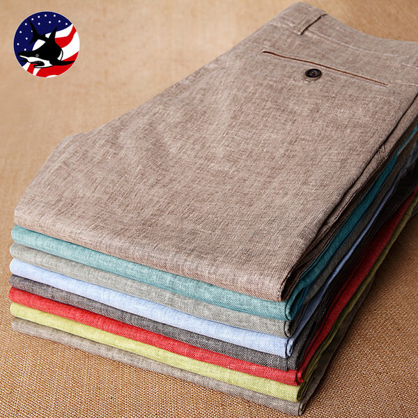 断码清仓 优鲨 亚麻 男式休闲长裤 ￥29包邮 多色可选