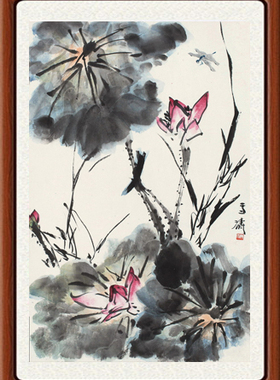 国画牡丹字画客厅花鸟画真迹宣纸书画作品仿王雪涛荷塘雅趣赠装裱