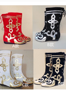 新款男女武侠古装鞋子小龙女气质白色防滑直销纯色 cos靴子演出服