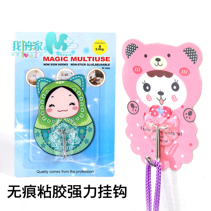 透明静电吸附无痕挂钩图案粘胶钩