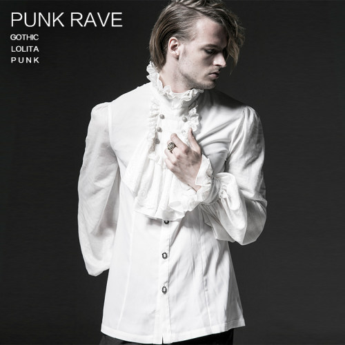 ╋魔叹╋ PUNK RAVE 歌德GOTHIC贵族礼服长袖衬衫 配领围 Y522WH