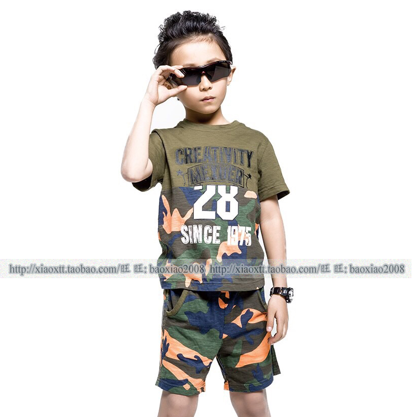 梦绚尔儿童迷彩短袖T恤MXBT5558 童装迷彩短裤MXBK5559 MXE新品