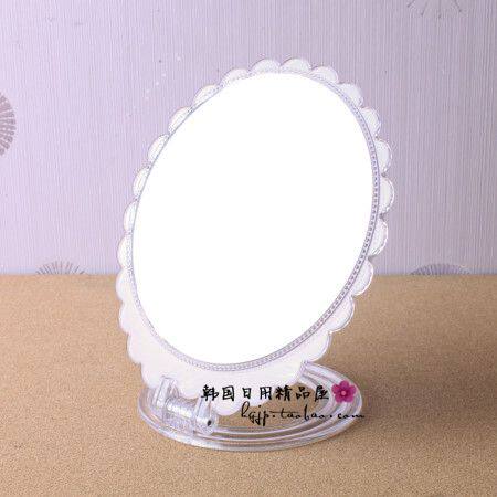 韩国镜子台式折叠化妆镜梳妆镜便携小熊花边镜随身小镜子美妆镜