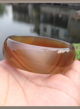 正品巴西原色无烧红缠丝玛瑙手镯加宽加厚原石玉镯女款礼物95