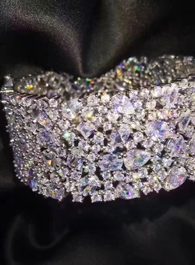 纯银锆石晚宴时尚风手镯