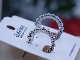 包邮 新光饰品 满钻耳圈 韩国气质女 小清新耳钉 防敏 简约耳环