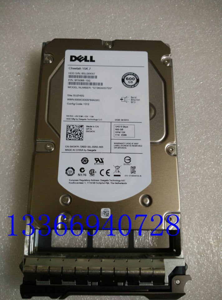 DELL 0W347K 希捷 600G 3.5寸 15K SAS R710 T610 硬盘带托盘