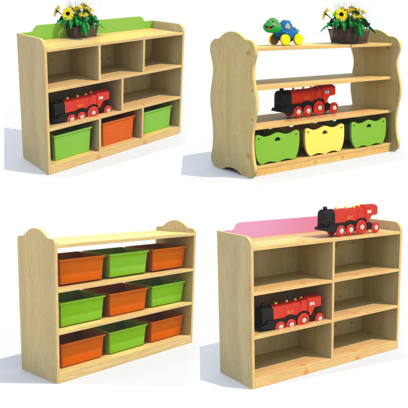 组合玩具柜 早教幼儿园儿童储物架收纳架樟子松分类柜六格玩具架