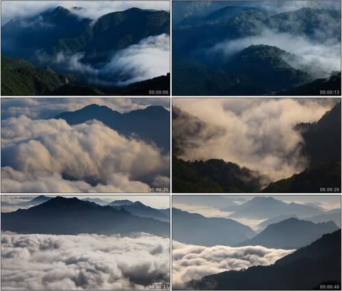 高山云雾翻涌延时镜头美丽景色高清实拍视频素材