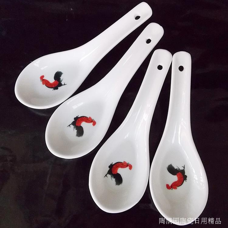 公鸡陶瓷小勺子汤匙调羹吃饭勺