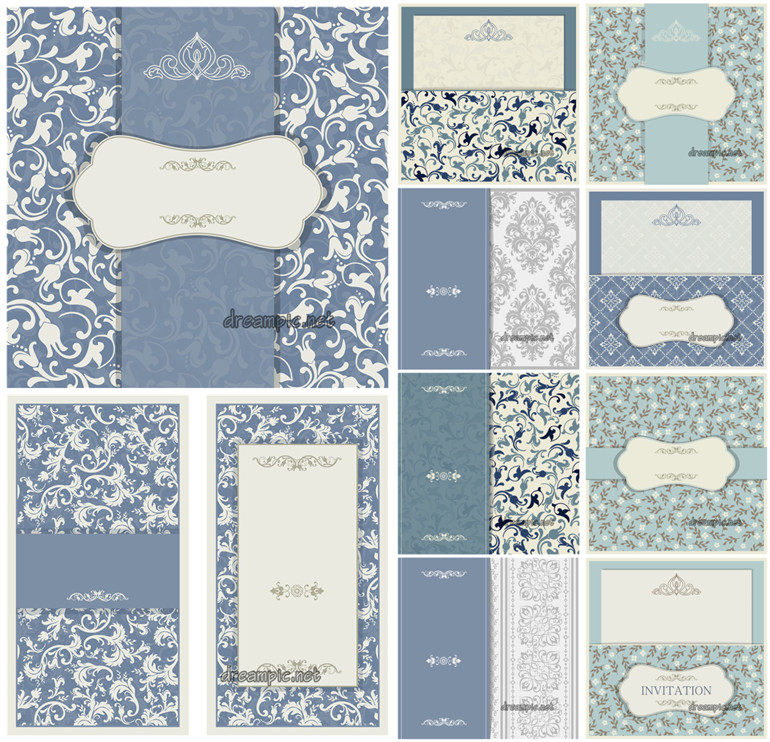[572]AI矢量设计素材 典雅欧式花纹边框复古卡片请柬背景模板