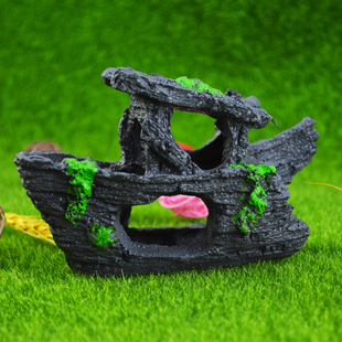 施王蚁馆 树脂造景小破船 生态缸装饰摆设 昆鸣虫躲避 鱼缸造景