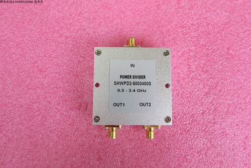 500-3400MHz 1W SMA N RF 射频同轴 2路 一分二功分器 频率可定制 厂家承若质量保修1年，请放心购买   型号：SHWPD2-5003400S   50欧姆 一分二 3dB 功分器