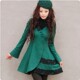 烟花SD2022冬新款 祖母绿 饰 女装 V领羊毛呢中长大衣垂感外套蕾丝装