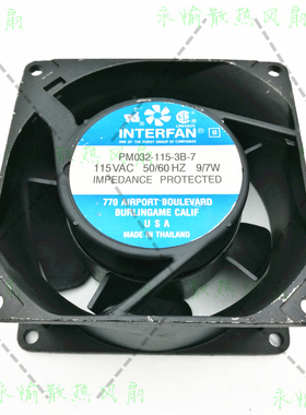 原装 INTERFAN PM032-115-3B-7 AC115V 9/7W 8038 铝框 散热风扇