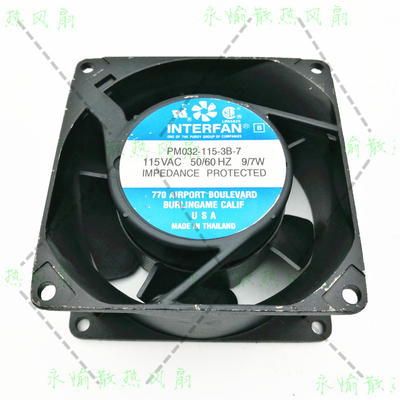 原装 INTERFAN PM032-115-3B-7 AC115V 9/7W 8038 铝框 散热风扇
