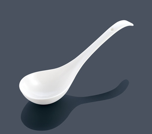 限时特价酒店餐具镁质白瓷日韩式创意长柄米饭汤匙 弯柄汤勺