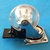 2寸带刹滚轮儿童床脚轮静音耐磨小轮平板转向滑轮轱辘透明 万向轮