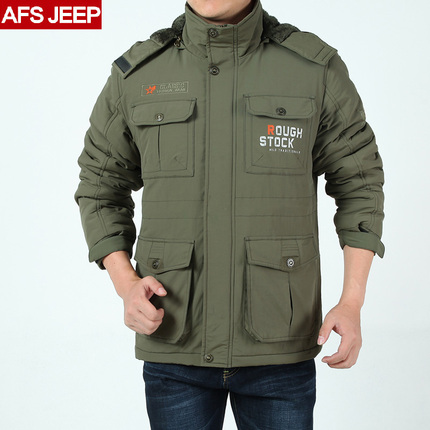 AFS JEEP棉衣男中长款休闲外套吉普男装冬季新款户外大码宽松棉服