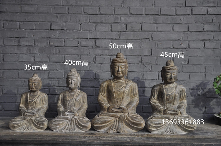 仿古做旧青石雕刻坐佛释迦摩尼如来石头佛像复古怀旧雕刻工艺摆件