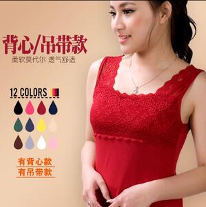 高档蕾丝雕花莫代尔背心女韩版修身吊带衫纯色无袖打底衫内衣T恤
