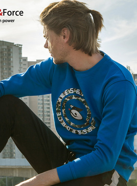 Ares＆Force2016秋冬新款男士加肥加大码卫衣 圆领套头男装休闲衣