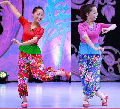 秧歌舞服短袖七分花裤东北