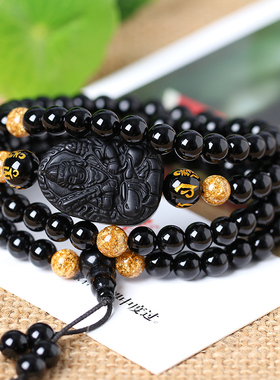 属虎本命佛黑曜石普萨手链