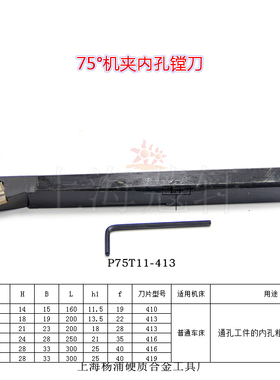 杨工 机夹车刀刀杆 机夹内孔镗刀 P75T11-413