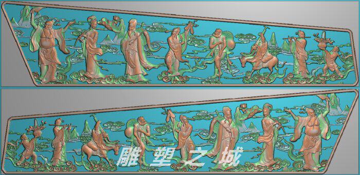 精雕图 灰度图 浮雕图 电脑雕刻图 八仙棺材