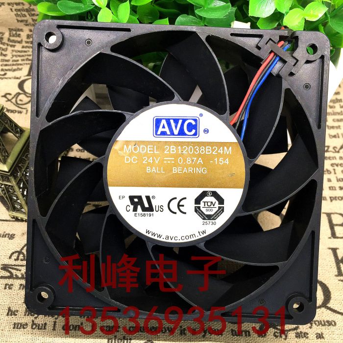 AVC 12CM 2B12038B24M 12038 24V 0.87A大功率华为服务器3线风扇