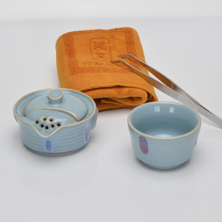 台湾建窑包邮正品陶瓷茶具窑变釉节节高快客壶精品均窑旅行茶具