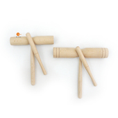 榉木原木无漆 儿童乐器 双响筒 奥尔夫音乐 蒙氏教具蒙生蒙台梭利