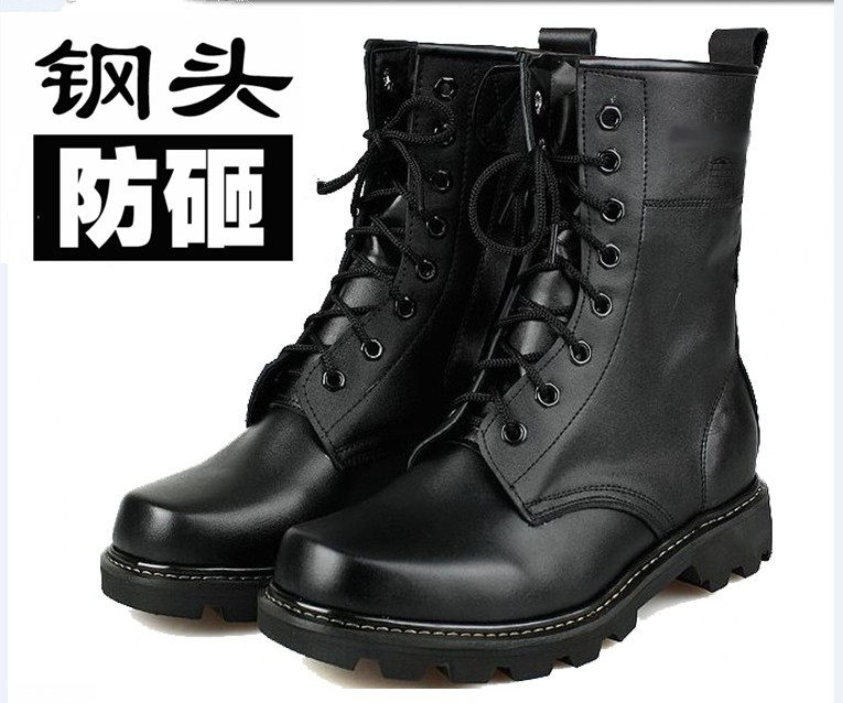 Boots militaires en cuir - amortissement - Ref 1401004 Image 1