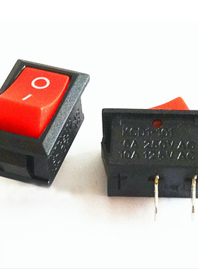 KCD-101船型开关（2只脚）面板尺寸21X15黑座红钮 6A/250V 铜脚