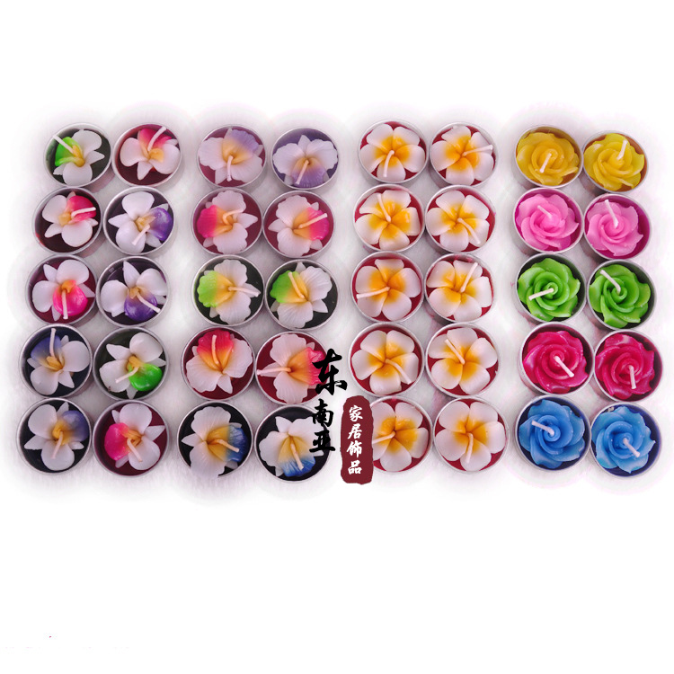 泰国工艺品香薰蜡烛 小花朵蜡烛套装无烟 创意浪漫烛光晚餐蜡烛
