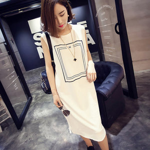 夏天无袖背心睡衣女士性感吊带棉连衣睡裙中长款可外穿夏季家居服