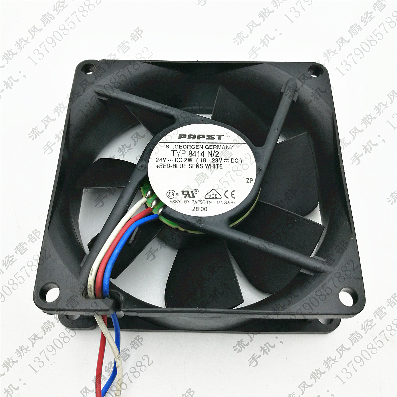 原装德国PAPST TYP8414N/2 24V 85mA 2W 8025 3线变频器散热风扇