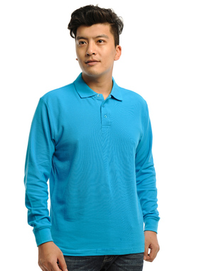 安美薇纯色长袖T恤春秋工装男女工作服翻领POLO衫文化衫班服制服