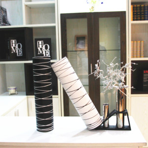 现代仿陶瓷花瓶客厅干花插花落地大花瓶创意家居装饰品花器摆件