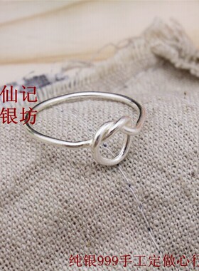 爱心纯手工戒指情侣999纯银