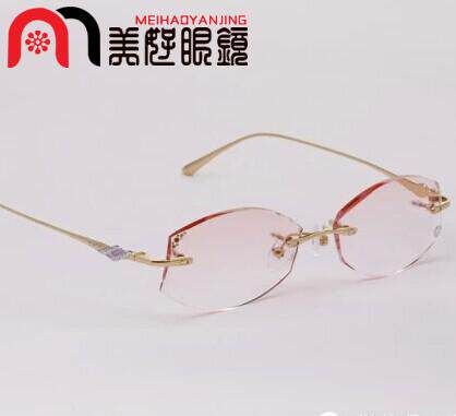 美好眼镜 正品韩国YEIN魅影无框切边镶钻近视眼镜8296 高档女款