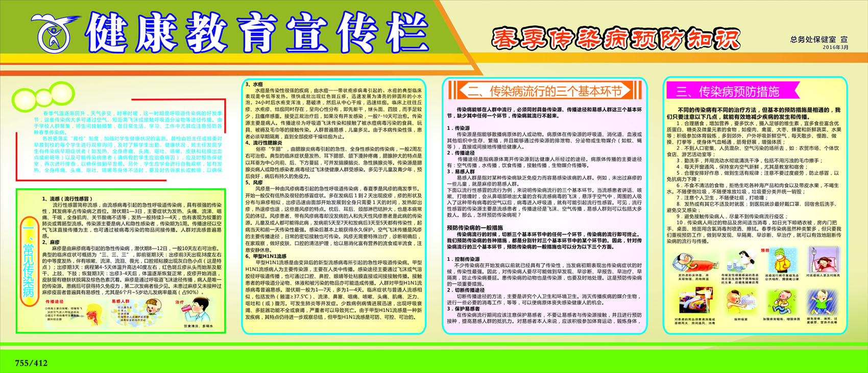 755海报印制展板写真412学校健康教育宣传栏春季传染病防知识