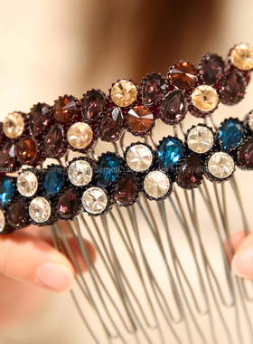 韩国进口 AZNAVOUR AZ  宝石颗粒感发梳插梳发插