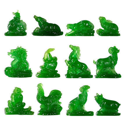 包邮羊十二生肖摆件工艺品摆设仿玉石老鼠牛老虎兔龙蛇马狗公鸡猪 - 封面