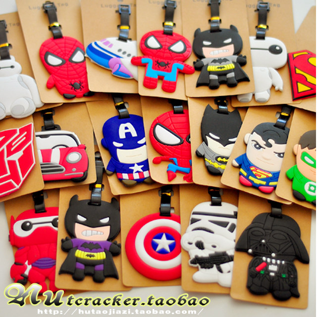 可爱旅行卡通动漫蜘蛛英雄人物旅行箱行李牌 吊牌小挂件吊饰