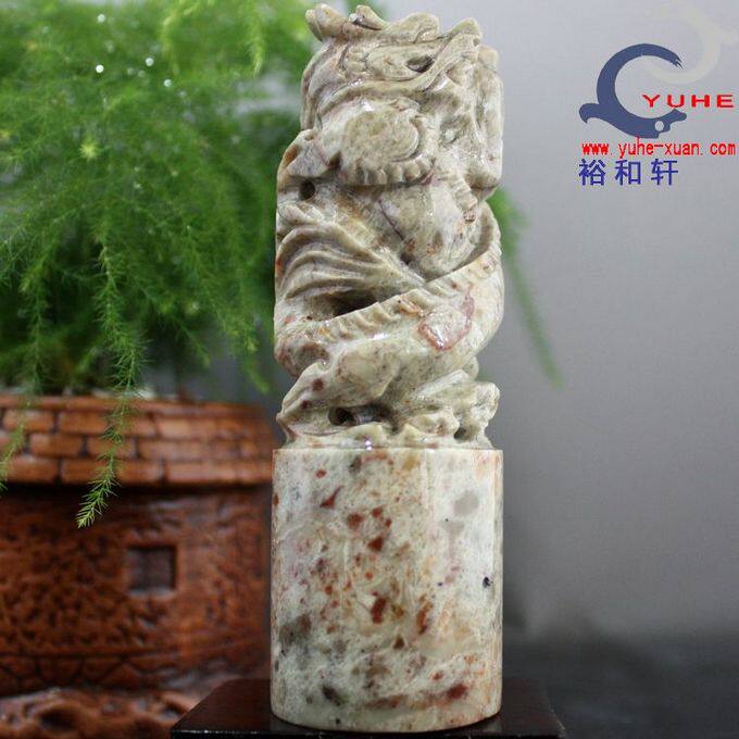 寿山石雕印章真品 老岭石 双龙柱印章 印石矿主厂家批【裕和轩】